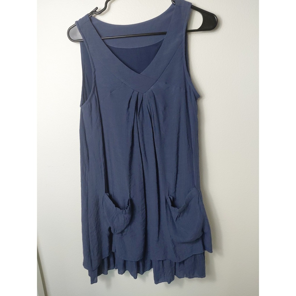 Dress Navy Womens XS Beach, Vacation Tags Missing Pit To Pit 34 Feels Like Linen